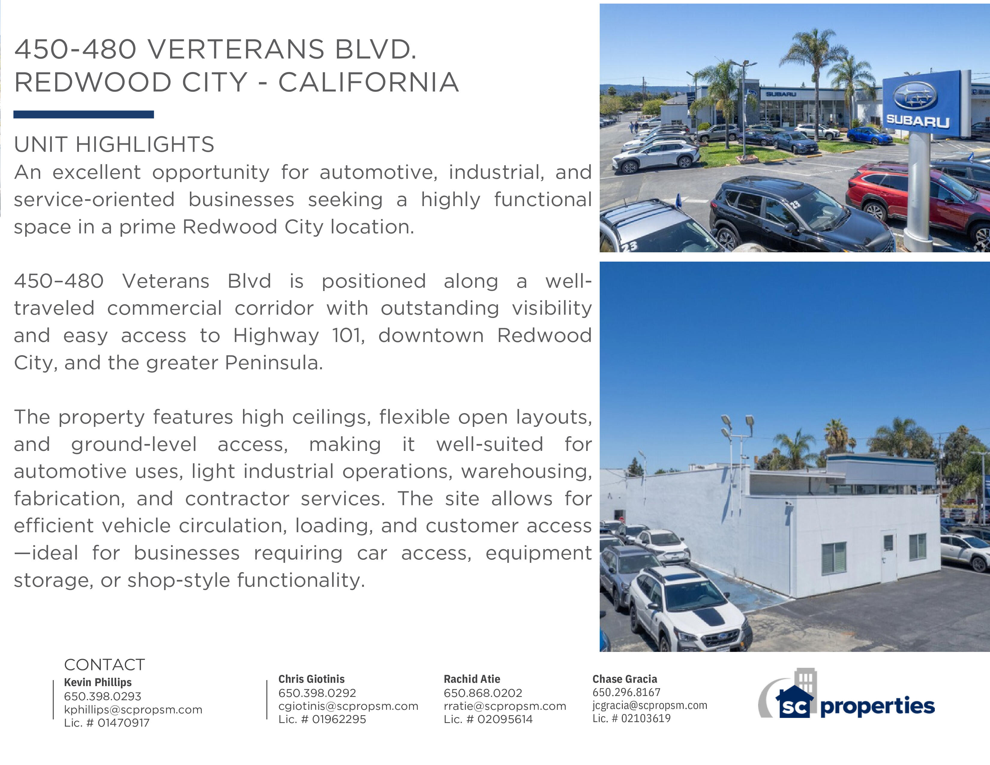 redwood city industrial and retail office space for rent